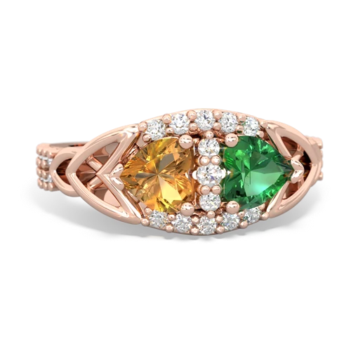 citrine-lab emerald keepsake engagement ring