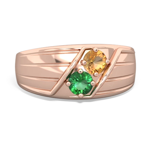 citrine-lab emerald mens ring