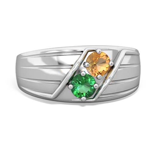 citrine-lab emerald mens ring