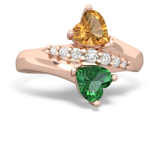 citrine-lab emerald modern ring