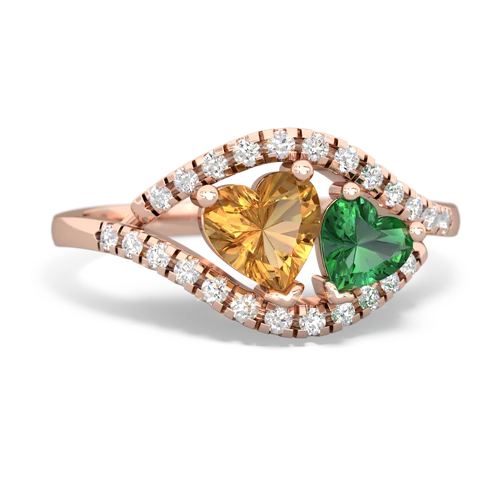 citrine-lab emerald mother child ring