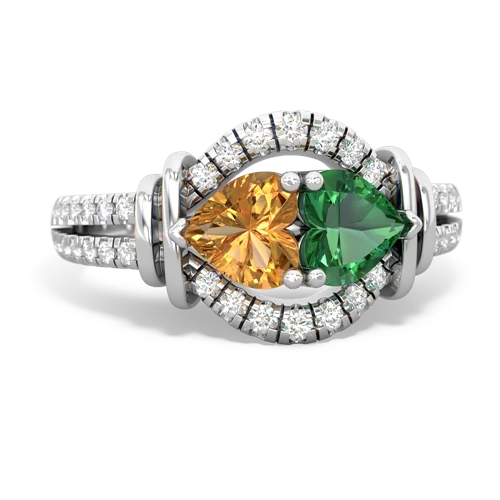 citrine-lab emerald pave keepsake ring