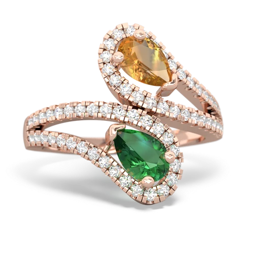 citrine-lab emerald pave swirls ring