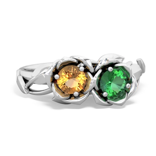 citrine-lab emerald roses ring