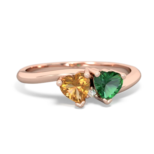 citrine-lab emerald sweethearts promise ring