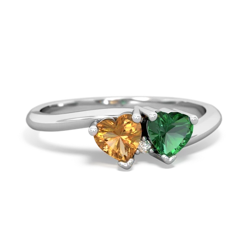 citrine-lab emerald sweethearts promise ring