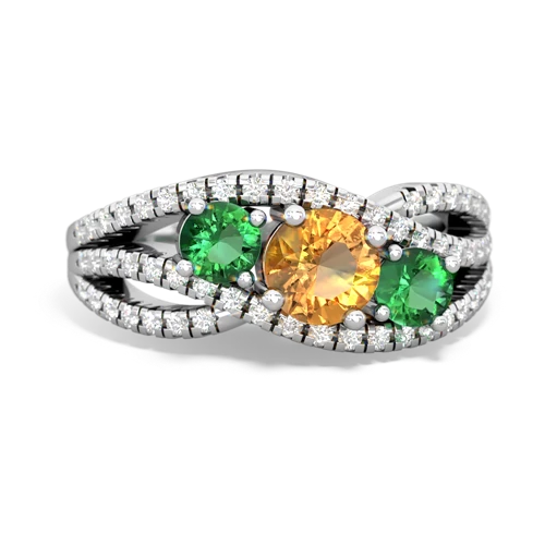 citrine-lab emerald three stone pave ring