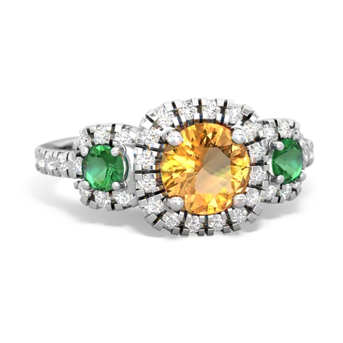 citrine-lab emerald three stone regal ring