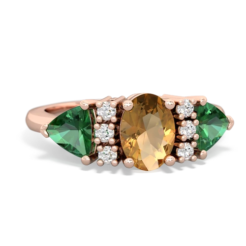Citrine Genuine Citrine with Lab Created Emerald and Genuine Aquamarine Antique Style Three Stone ring Ring