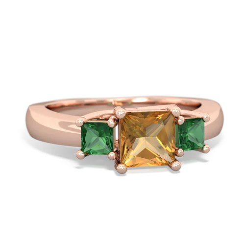 Citrine Genuine Citrine with Lab Created Emerald and Lab Created Emerald Three Stone Trellis ring Ring