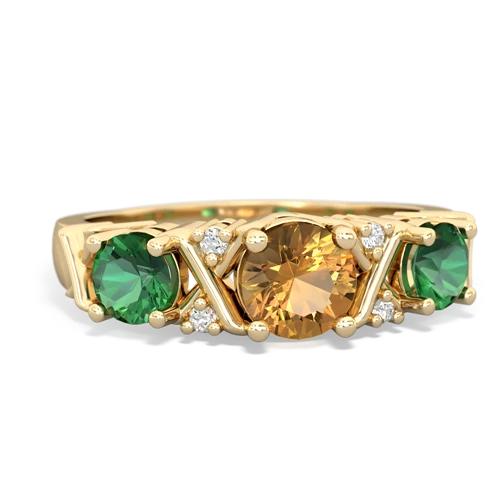 Citrine Genuine Citrine with Lab Created Emerald and Genuine Citrine Hugs and Kisses ring Ring