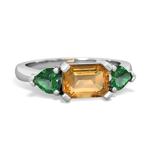 Citrine Genuine Citrine with Lab Created Emerald and Lab Created Sapphire Three Stone ring Ring