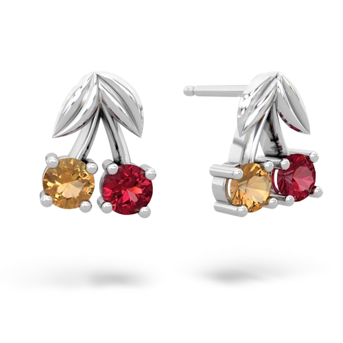citrine-lab ruby cherries earrings