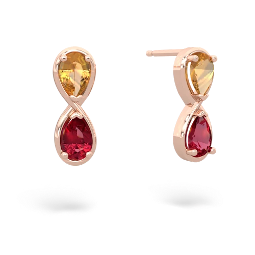citrine-lab ruby infinity earrings