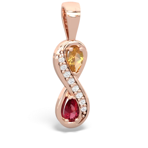 citrine-lab ruby keepsake infinity pendant