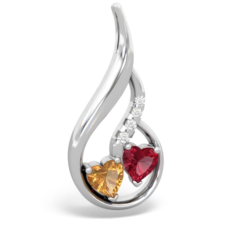 citrine-lab ruby keepsake swirl pendant