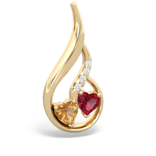 citrine-lab ruby keepsake swirl pendant