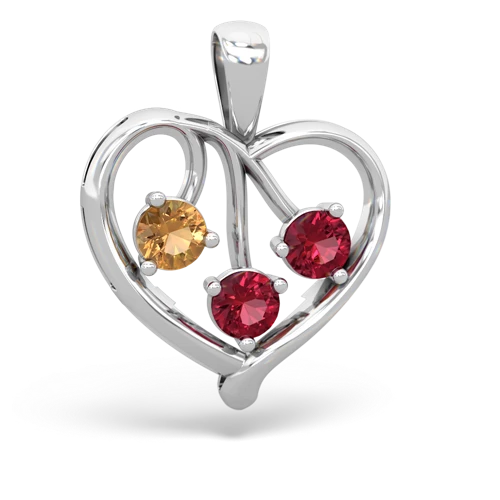 Citrine Genuine Citrine with Lab Created Ruby and Genuine Sapphire Glowing Heart pendant Pendant