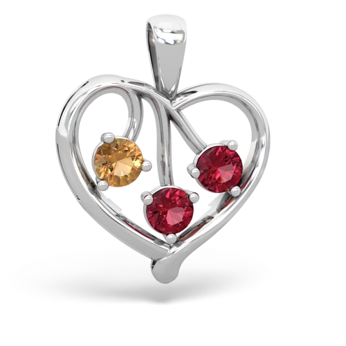 citrine-lab ruby love heart pendant