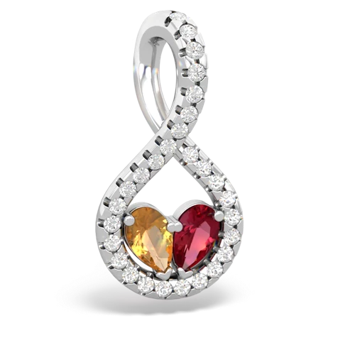 citrine-lab ruby pave twist pendant