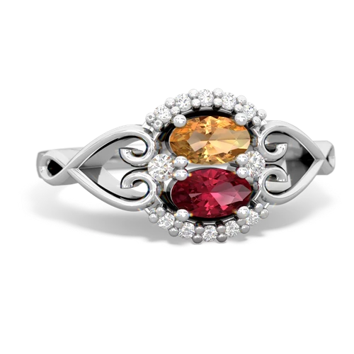 citrine-lab ruby antique keepsake ring