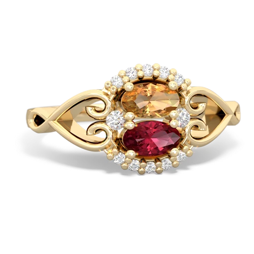 citrine-lab ruby antique keepsake ring