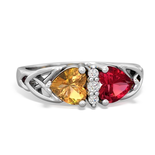 citrine-lab ruby celtic ring