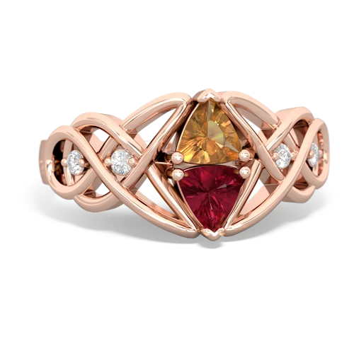 citrine-lab ruby celtic knot ring