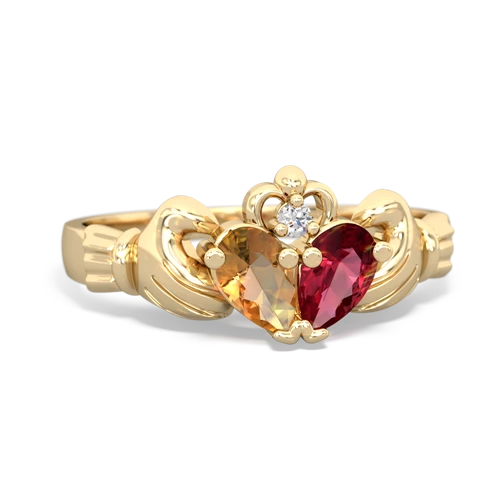 citrine-lab ruby claddagh ring