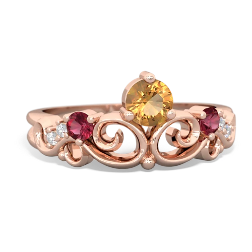 Citrine Genuine Citrine with Lab Created Ruby and Genuine Pink Tourmaline Crown Keepsake ring Ring