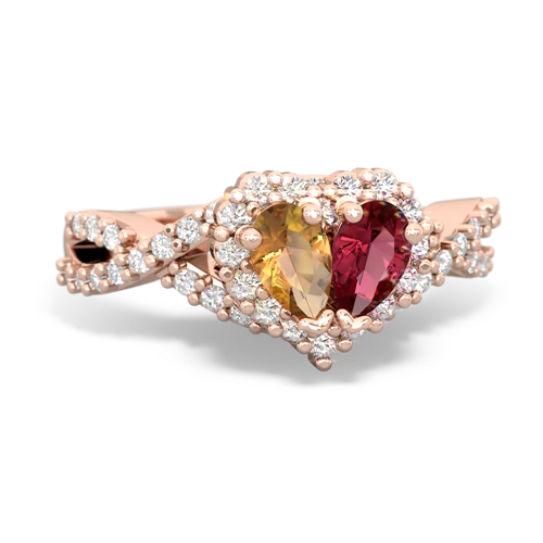 citrine-lab ruby engagement ring