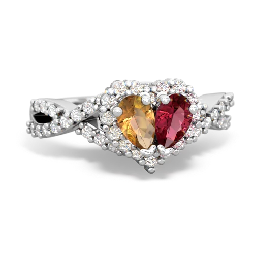 citrine-lab ruby engagement ring