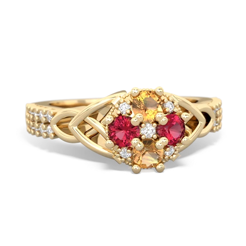 citrine-lab ruby engagement ring