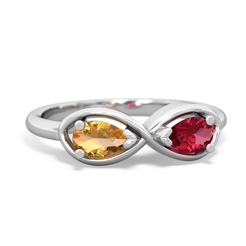 citrine-lab ruby infinity ring