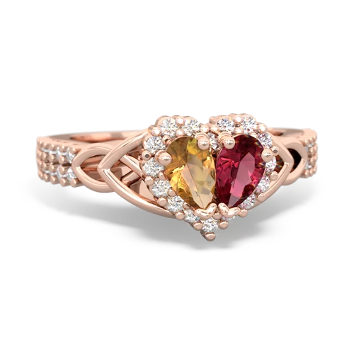 citrine-lab ruby keepsake engagement ring