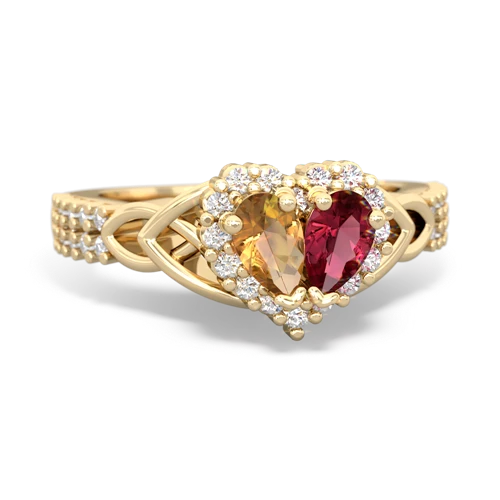 citrine-lab ruby keepsake engagement ring