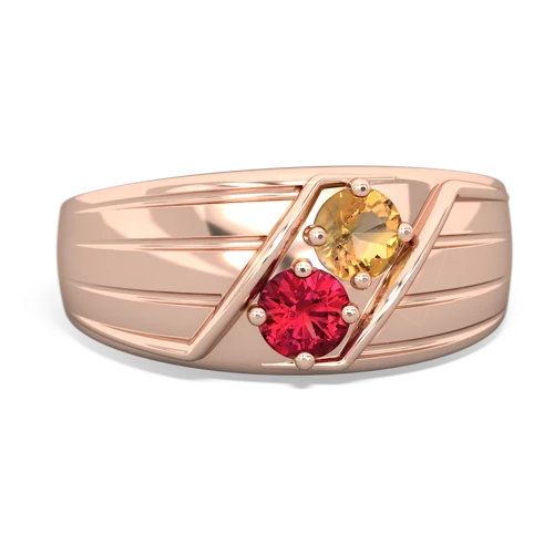 citrine-lab ruby mens ring