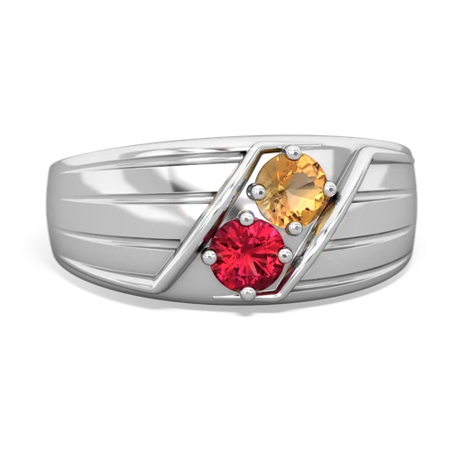 citrine-lab ruby mens ring