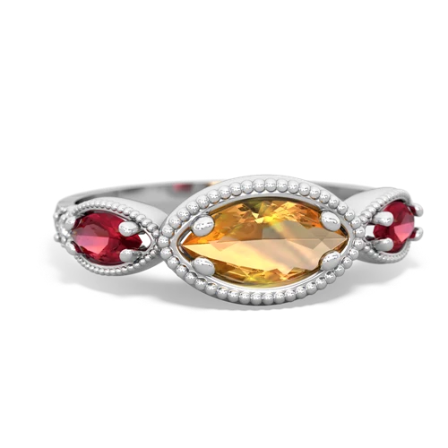 citrine-lab ruby milgrain marquise ring