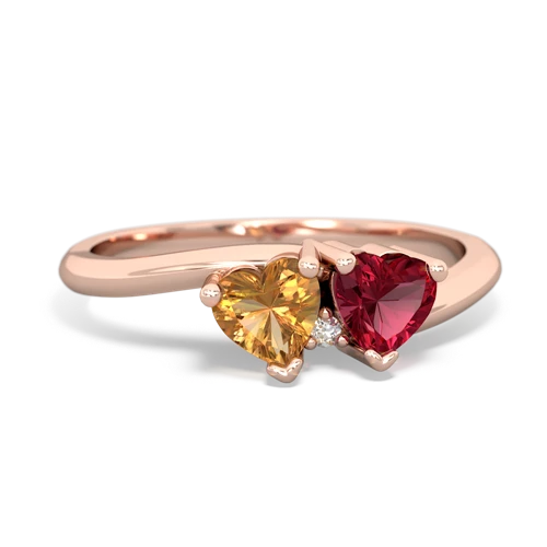 citrine-lab ruby sweethearts promise ring