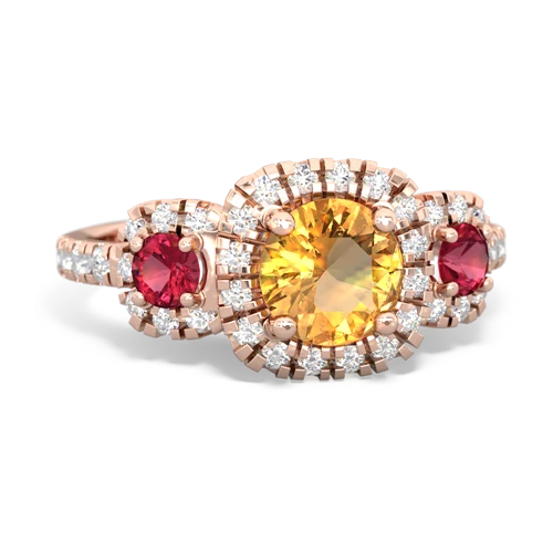 Citrine Genuine Citrine with Lab Created Ruby and Genuine Pink Tourmaline Regal Halo ring Ring
