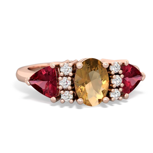Citrine Genuine Citrine with Lab Created Ruby and Genuine Pink Tourmaline Antique Style Three Stone ring Ring