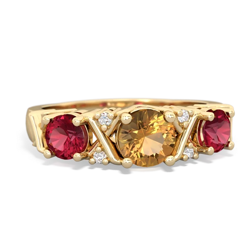 Citrine Genuine Citrine with Lab Created Ruby and Genuine Sapphire Hugs and Kisses ring Ring