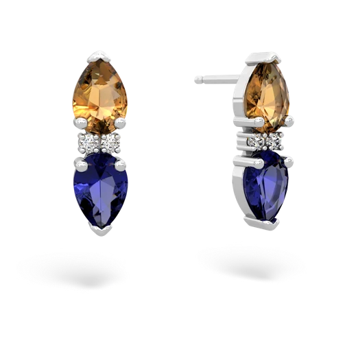 citrine-lab sapphire bowtie earrings