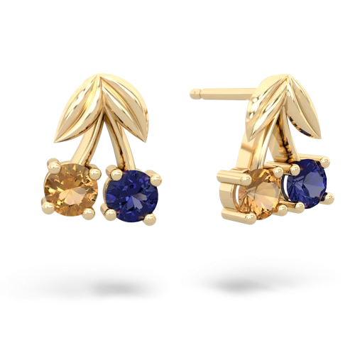 citrine-lab sapphire cherries earrings