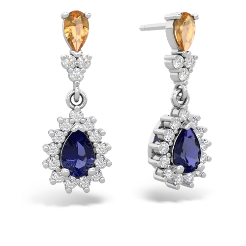citrine-lab sapphire dangle earrings