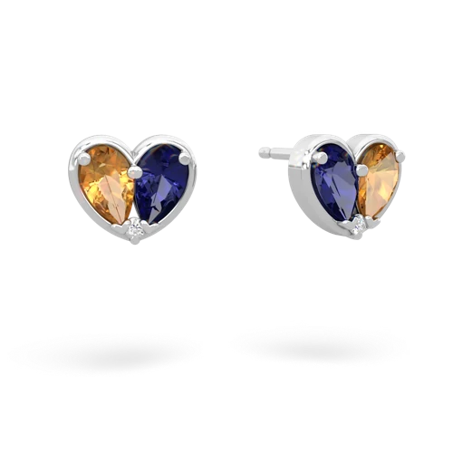 citrine-lab sapphire one heart earrings