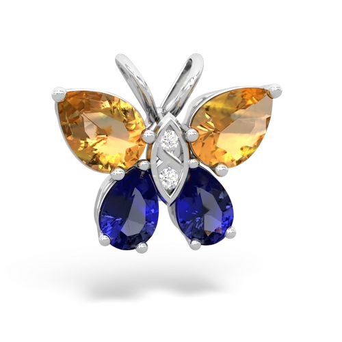 citrine-lab sapphire butterfly pendant