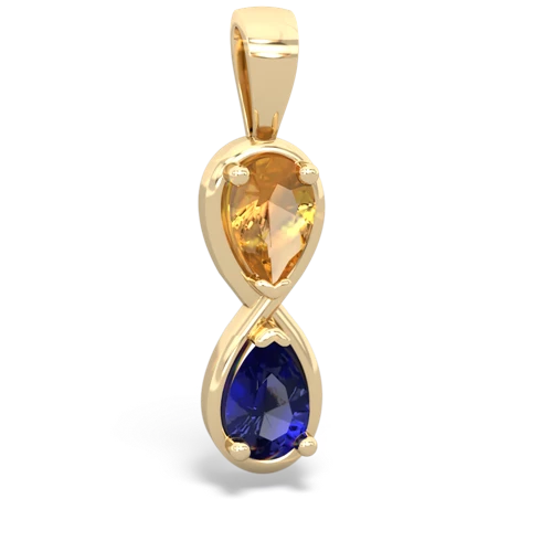 citrine-lab sapphire infinity pendant