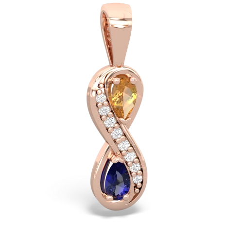 citrine-lab sapphire keepsake infinity pendant